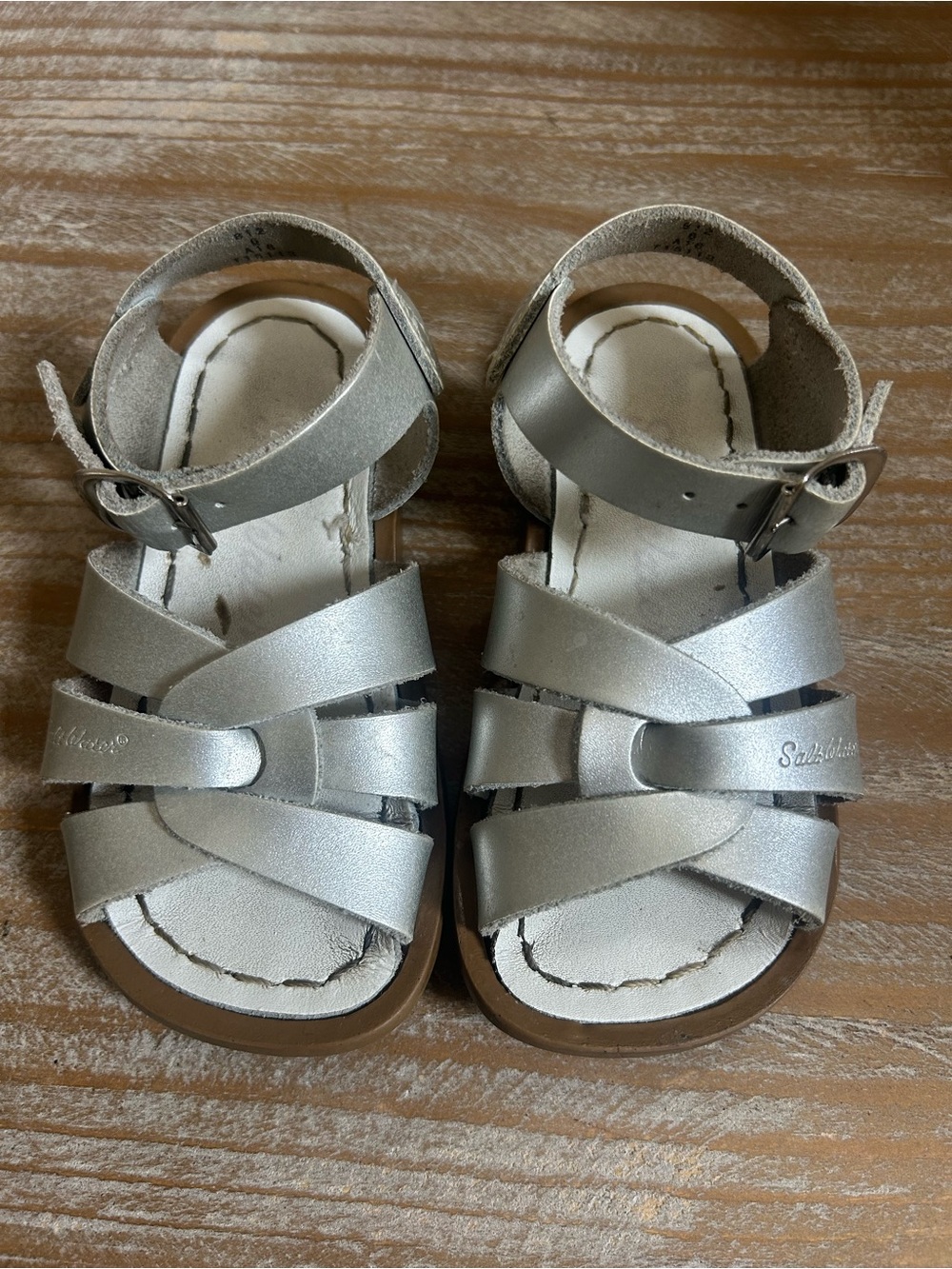 Salt Water Sandals by Hoy Silver Kids Strappy Sandals